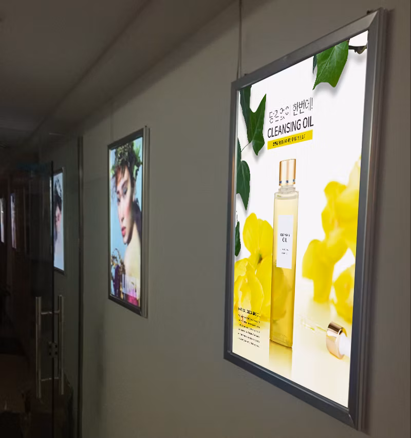 A4 A0 Marco de cartel LED de caja de luz de aluminio para publicidad en pared para cine hotel