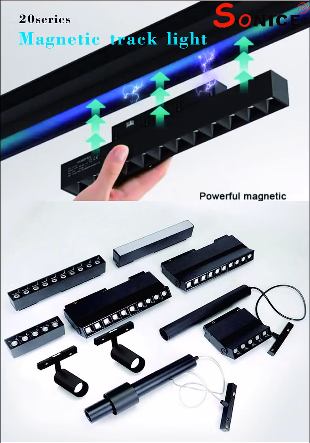 Surface Mounted 48V Tuya Magnetic Track Light