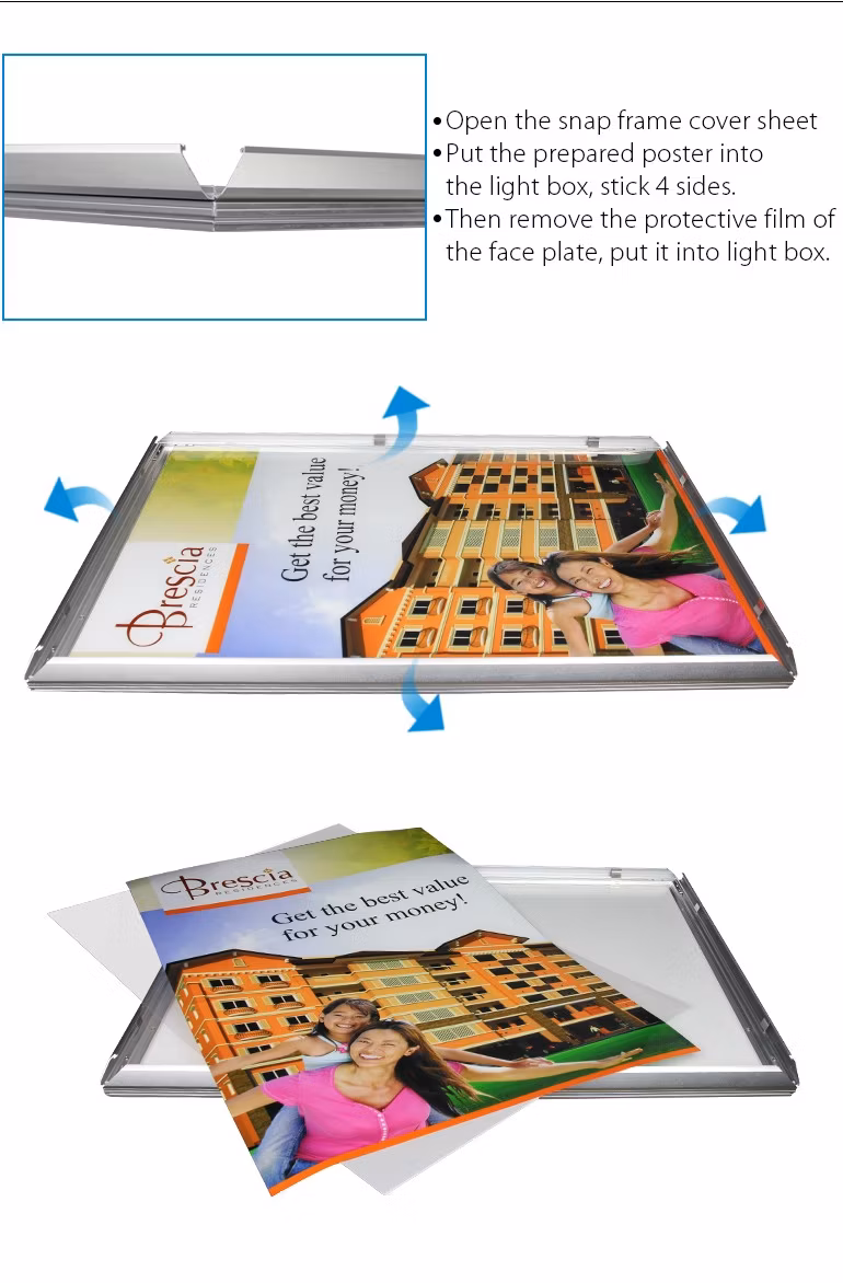 A4, A3, A2, A1, A0 Restaurant Advertising Snap Frame Light Box Wall Mount LED Menu Board