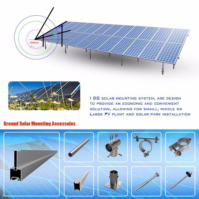 Green Power Ground Roof Aluminum Solar Mounting Structures Aluminium Solar Panel Frame