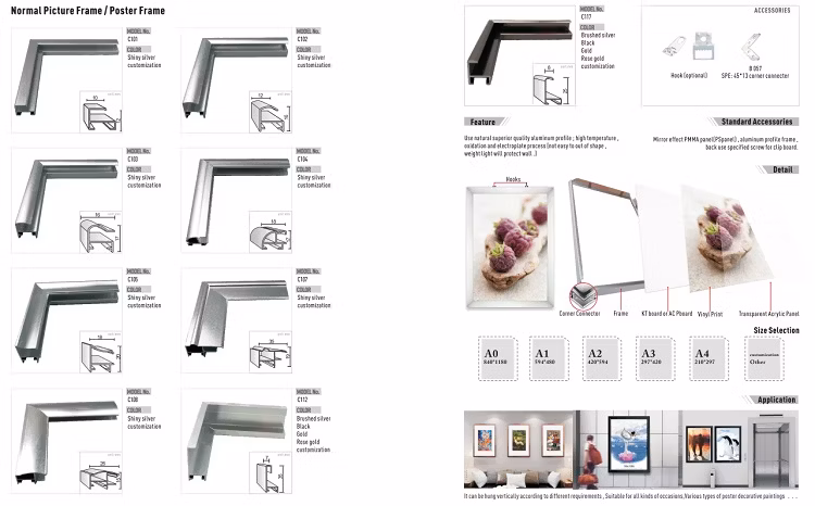 Godshape Display Aluminum Clip on Snap Frame Silver A0-A4
