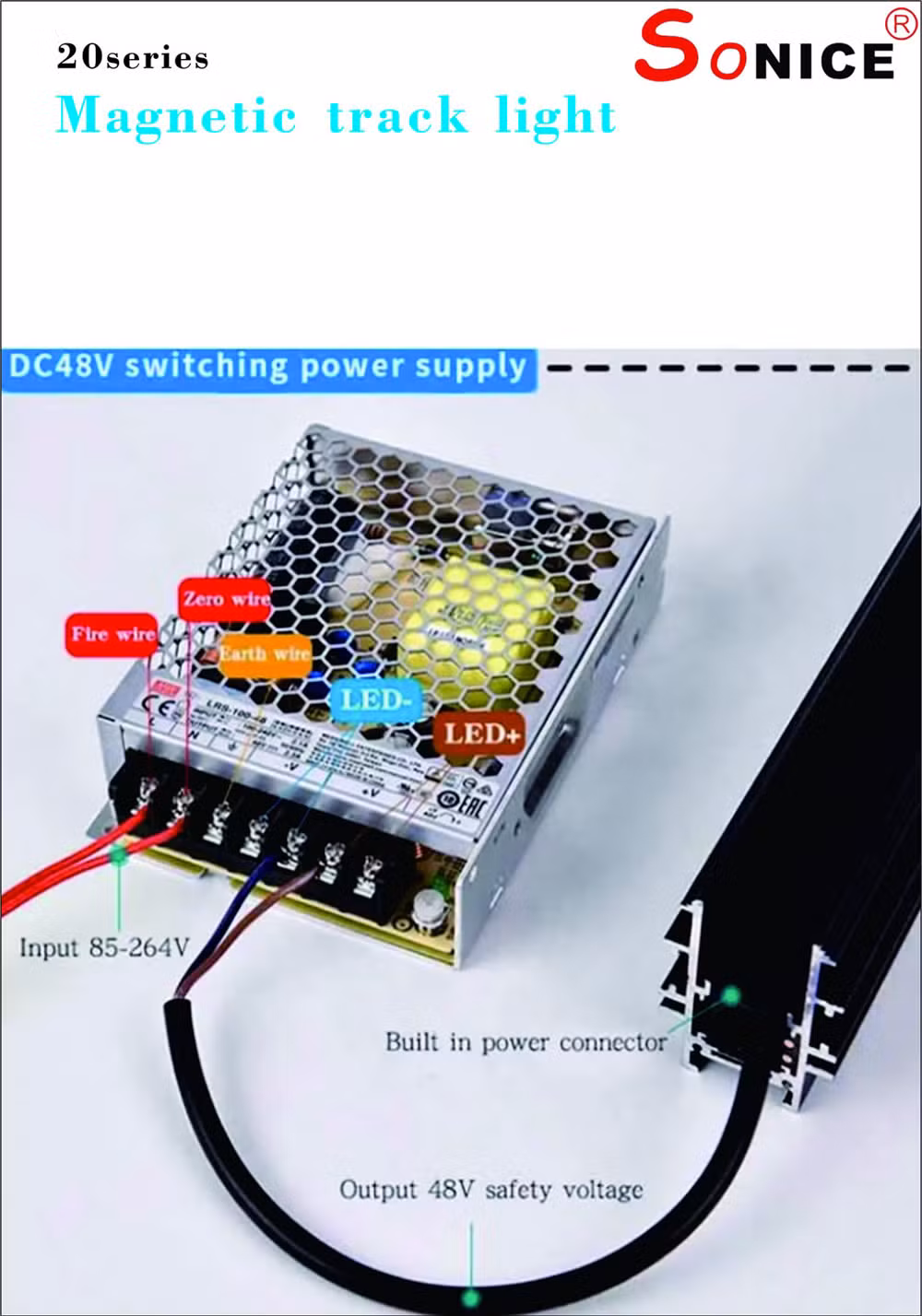 Surface Mounted 48V Tuya Magnetic Track Light