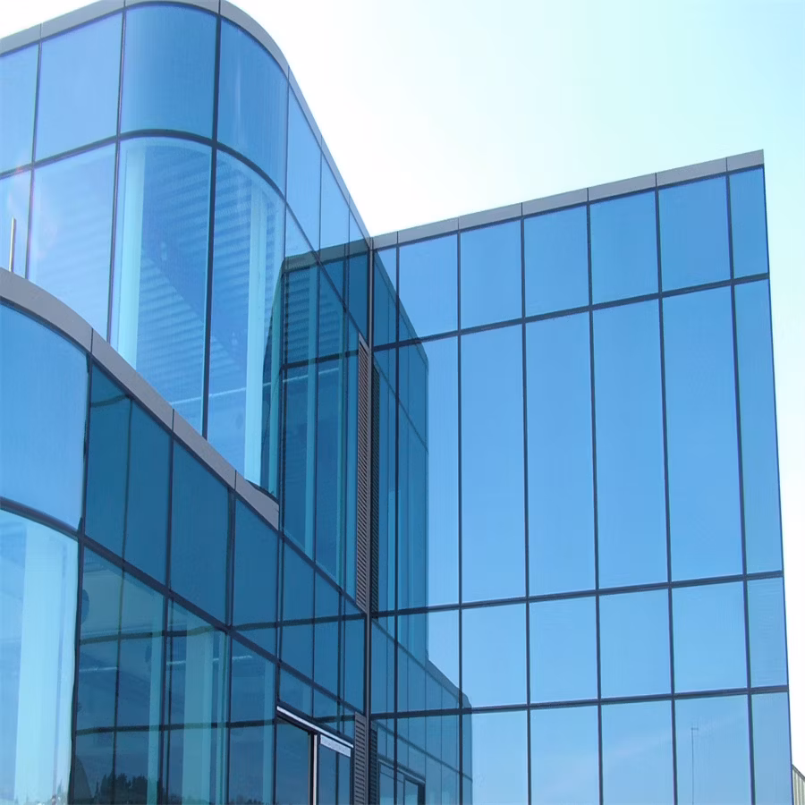 Glass Curtain Wall Waterproof Exterior Aluminium Frame Structural Double Tempered Glazing