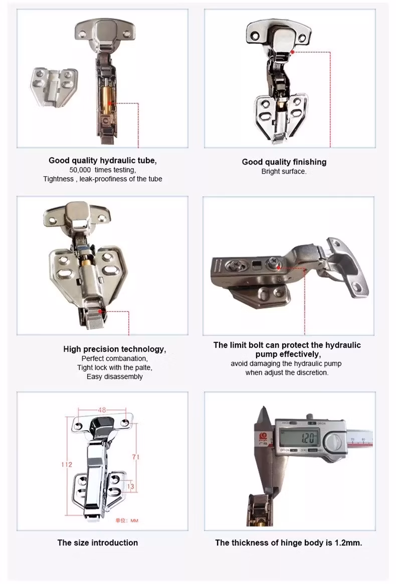 Furniture Wooden Customized Aluminum Frame Soft Close Slide-on Hydraulic Cabinet Door Hinges
