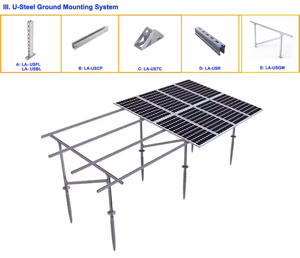 Large Solar Prove Aluminum Adjustable Frame PV Solar Panel Mounting Bracket Adjustable Ground Mount