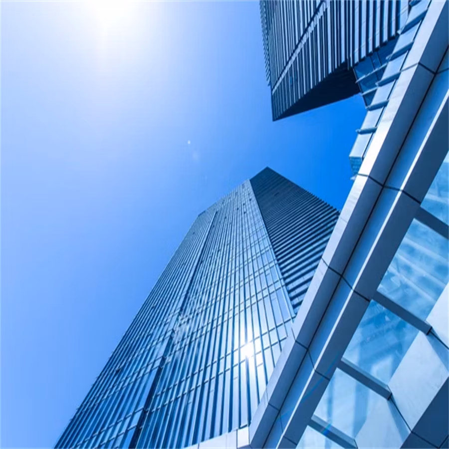 Glass Curtain Wall Waterproof Exterior Aluminium Frame Structural Double Tempered Glazing