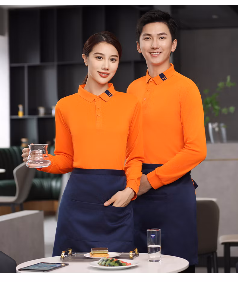 Fashion Business Men′s and Women′s Polyester Lapel Long Sleeve Polo Shirt