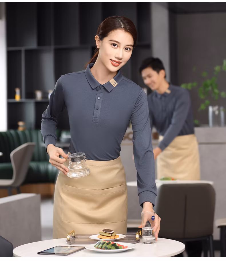 Fashion Business Men′s and Women′s Polyester Lapel Long Sleeve Polo Shirt