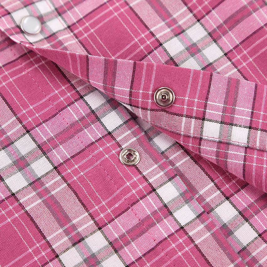 2024 Spring and Summer Casual Fashion Loose New Pink Plaid Outer Shirt for Women