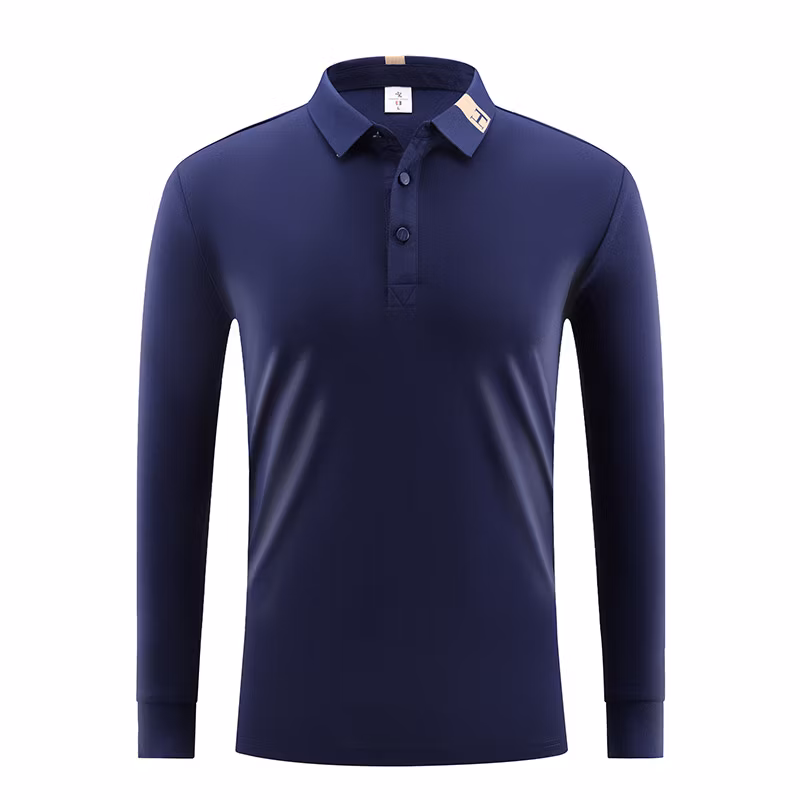 Fashion Business Men′s and Women′s Polyester Lapel Long Sleeve Polo Shirt