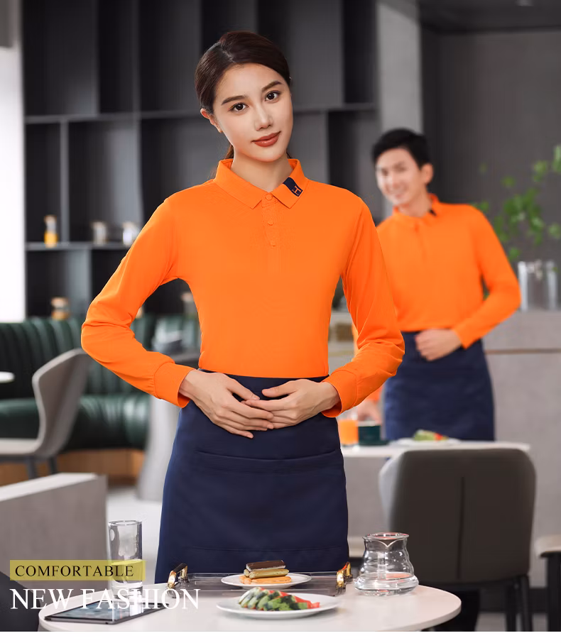 Fashion Business Men′s and Women′s Polyester Lapel Long Sleeve Polo Shirt