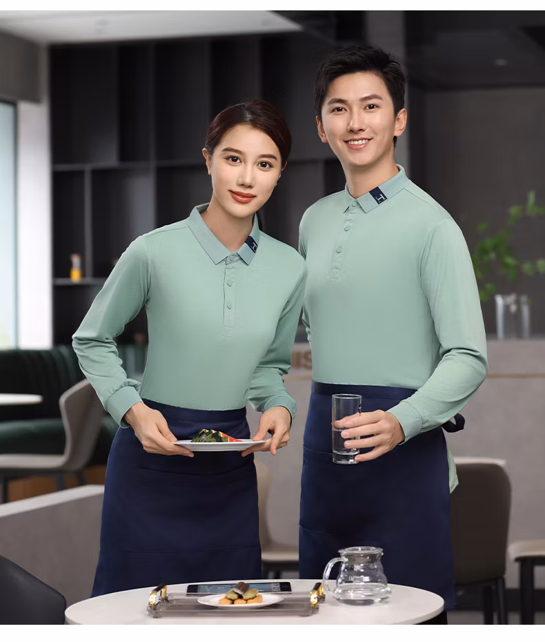 Fashion Business Men′s and Women′s Polyester Lapel Long Sleeve Polo Shirt