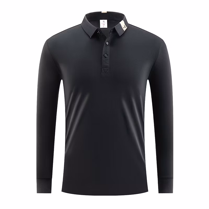 Fashion Business Men′s and Women′s Polyester Lapel Long Sleeve Polo Shirt