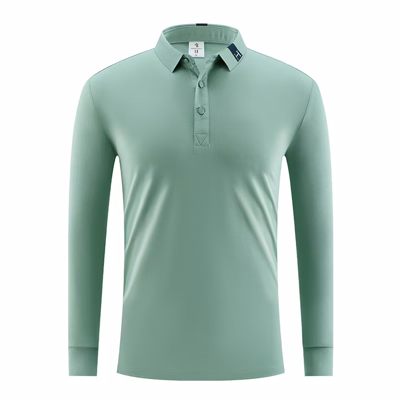 Fashion Business Men′s and Women′s Polyester Lapel Long Sleeve Polo Shirt