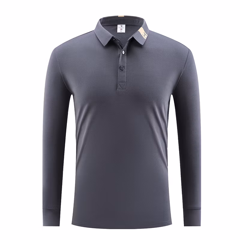 Fashion Business Men′s and Women′s Polyester Lapel Long Sleeve Polo Shirt