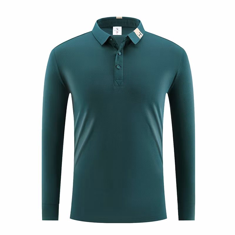 Fashion Business Men′s and Women′s Polyester Lapel Long Sleeve Polo Shirt