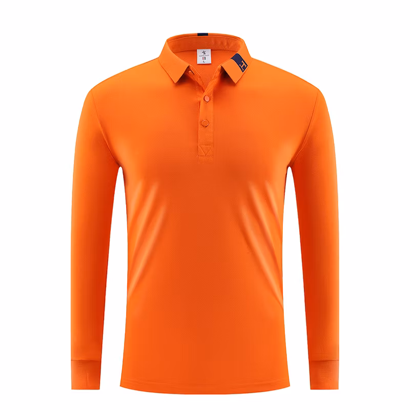 Fashion Business Men′s and Women′s Polyester Lapel Long Sleeve Polo Shirt