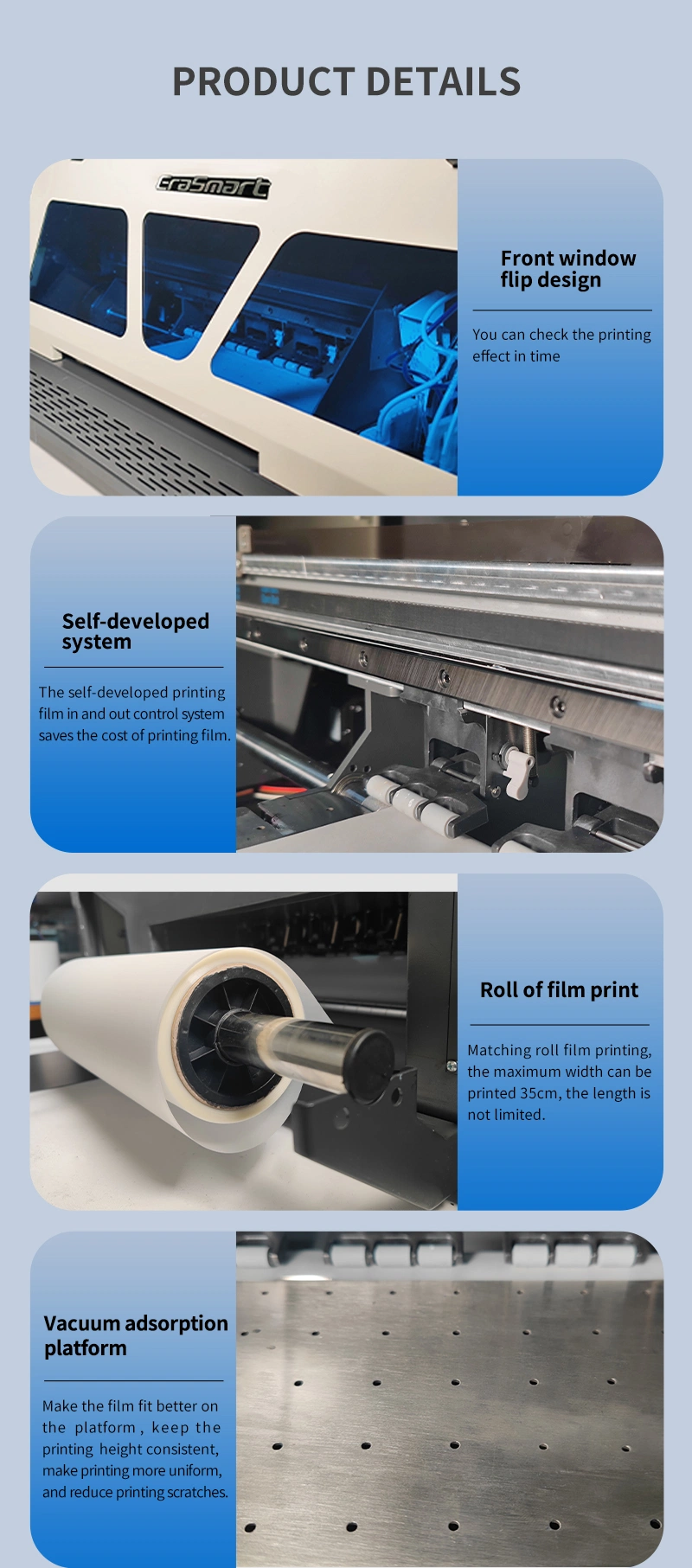 Erasmart 60cm 35cm Dual XP600 Dtf Inkjet Printing Pet Film Printer Machine A3 Dtf Printer for T-Shirt
