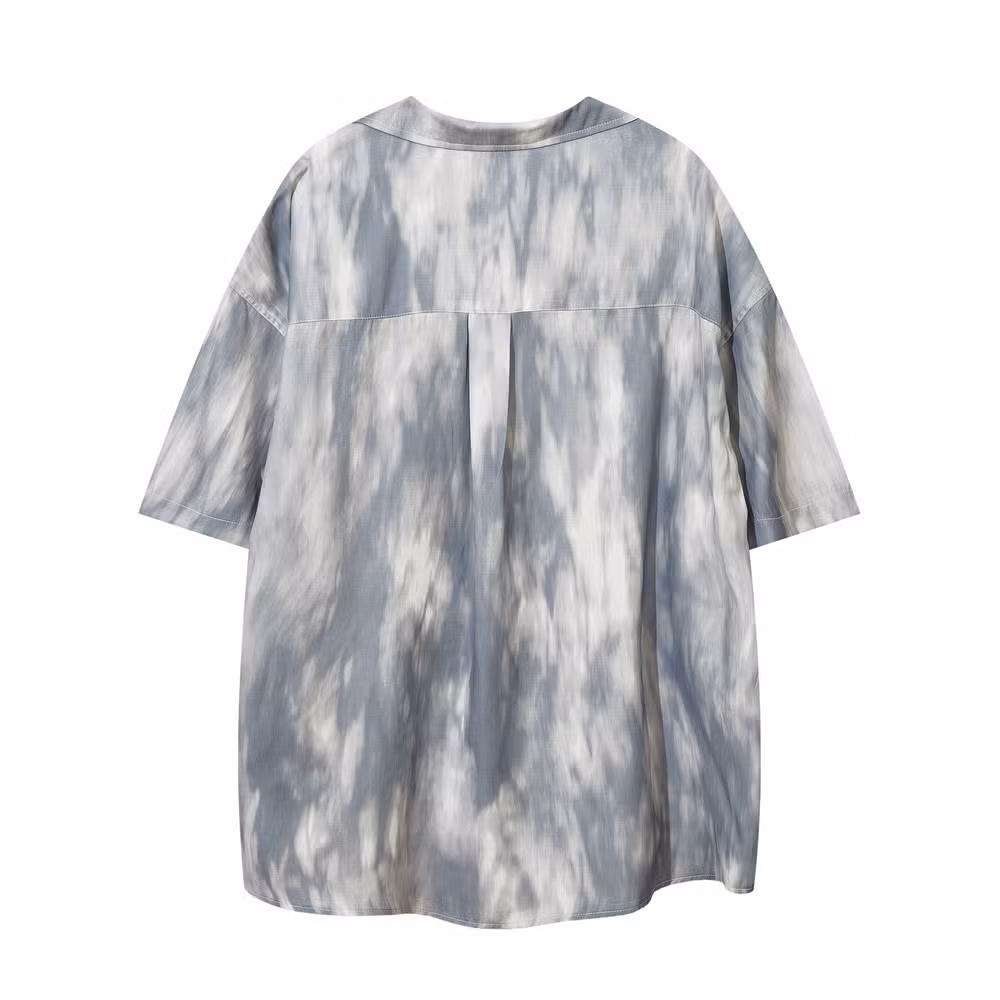 Custom Tie-Dye Fifth Sleeve Hawaiian Shirts Sublimation Printed Vintage Retro Half Sleeve Streetwear Buttons up Blouse Tops
