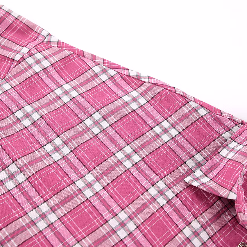 2024 Spring and Summer Casual Fashion Loose New Pink Plaid Outer Shirt for Women