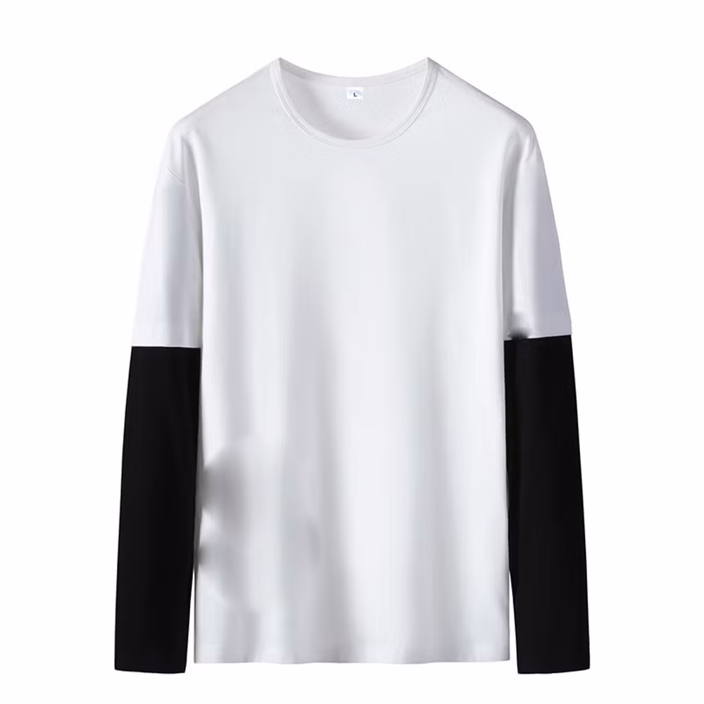 OEM Wholesale Blank Sportswear Gym Patchwork Cotton Full Sleeve Men T Shirts