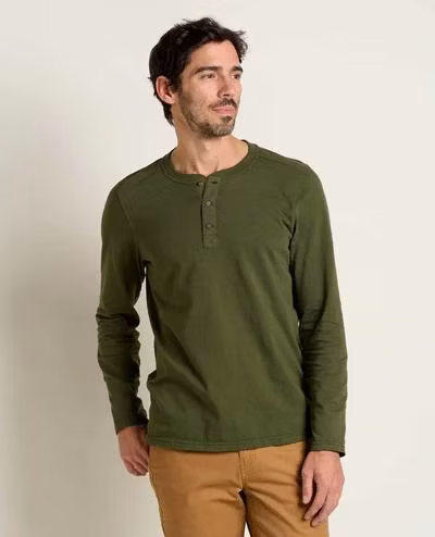 High Quality Bamboo Men′s Primo Long Sleeve Henley