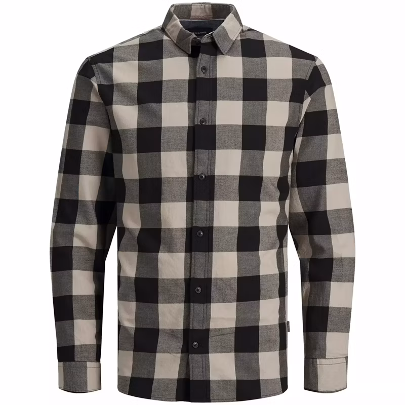 Custom Printing Logo Plaid Long Sleeve Cotton Button up Casual Tactical Men Flannel Shirt Blouse