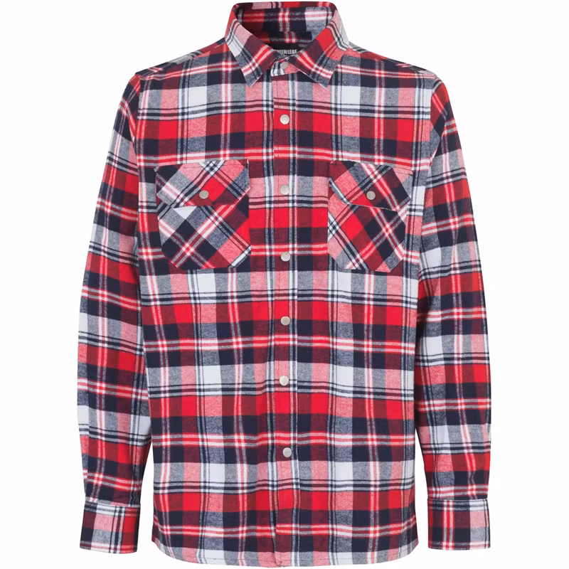 Custom Printing Logo Plaid Long Sleeve Cotton Button up Casual Tactical Men Flannel Shirt Blouse