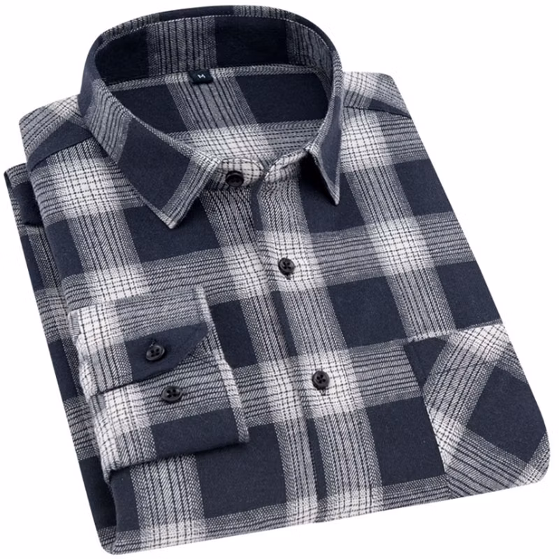 Men′s Regular Fit Long Sleeve Custom Plaid Flannel Casual Red and Black Shirts