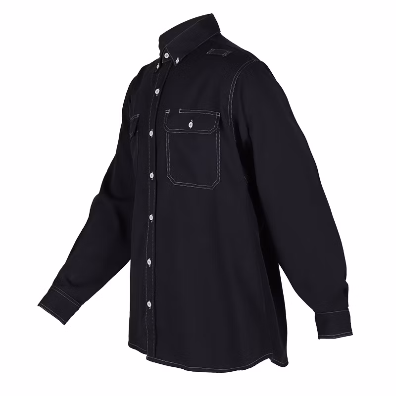 Australia Mining Customize Made Long Sleeve Safety Light Blue Men Cotton Work Shirts