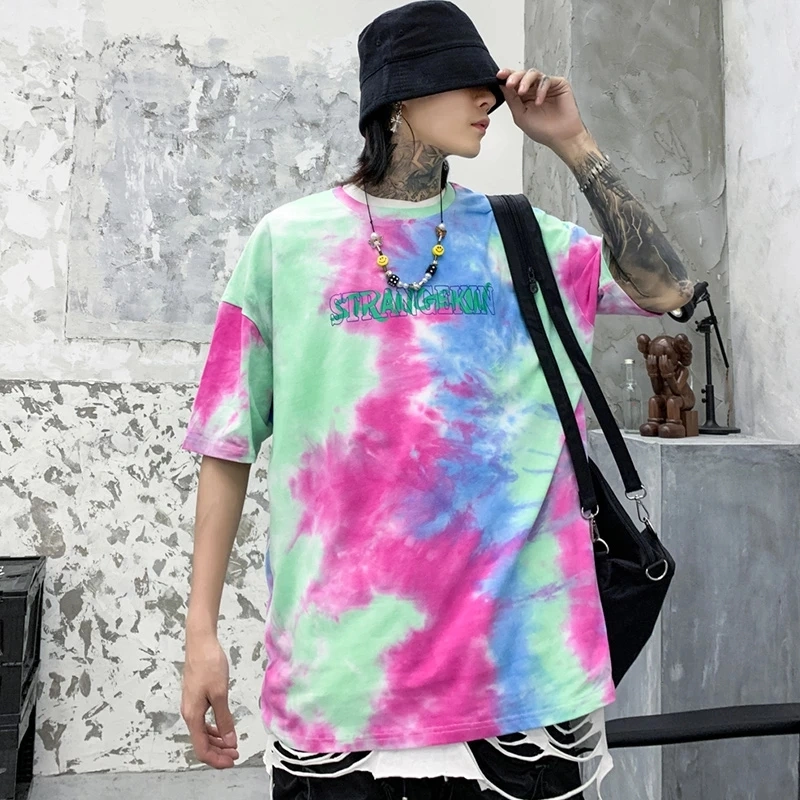 Wholesale Customized Men&prime;s Casual Wear Tee 100 Cotton Crewneck Short Sleeve Tie Dye T-Shirt