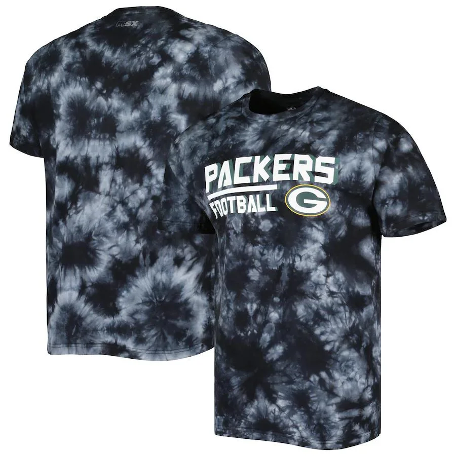 Wholesale Men&prime;s Green Bay Cardinals Panthers Lions Rams Colts Packers Msx by Michael Strahan Black Recovery Tie-Dye T-Shirt