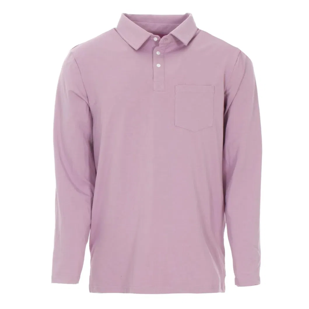 High Quanlity Men&prime;s Long Sleeve T-Shirts Performance Jersey Polo in Pink