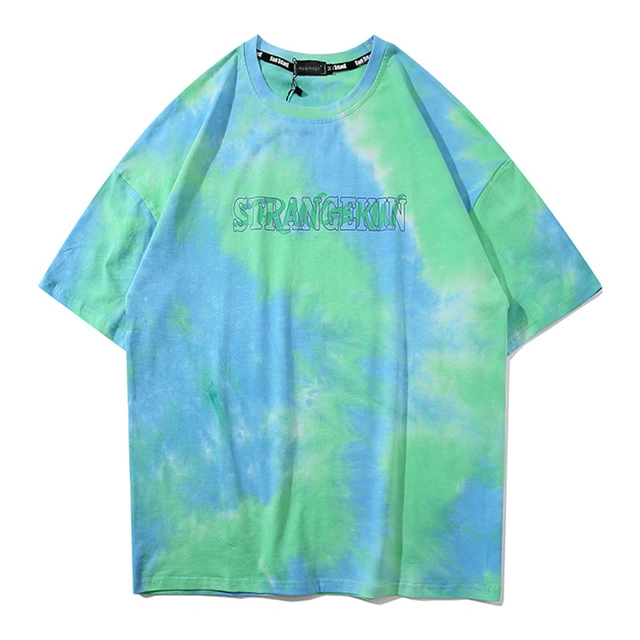 Wholesale Customized Men&prime;s Casual Wear Tee 100 Cotton Crewneck Short Sleeve Tie Dye T-Shirt