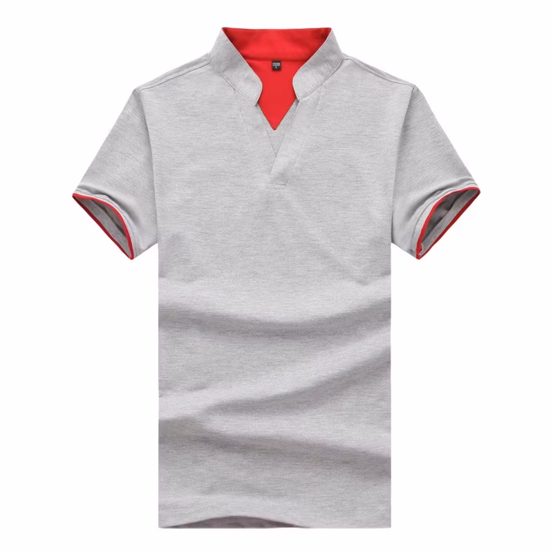 Factory Wholesale Custom Men′s Solid Color Polo Shirt Collar Cuff Color Matching Polo Support Custom Logo