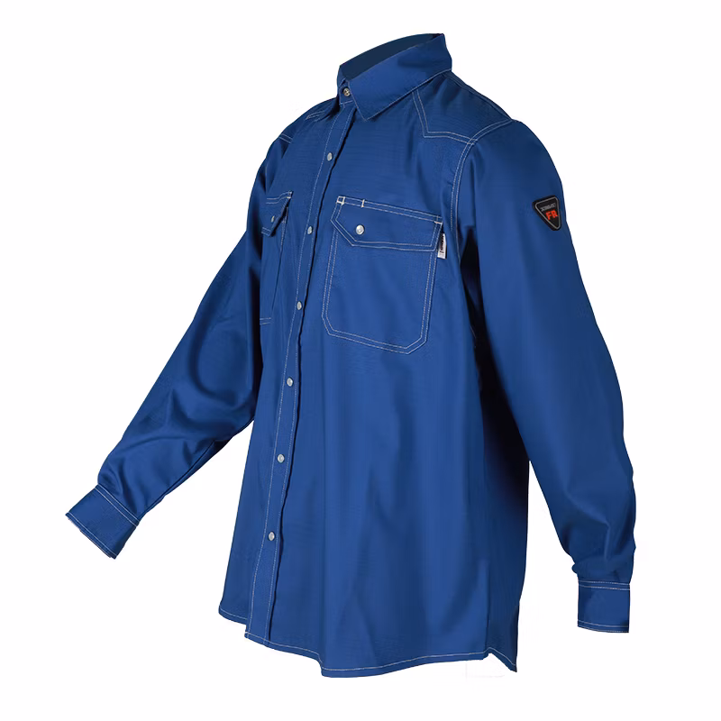 Australia Mining Customize Made Long Sleeve Safety Light Blue Men Cotton Work Shirts