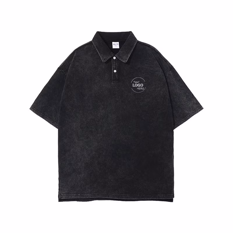 Men Cotton Blank Plus Size Acid Wash Polo T Shirt Summer Custom Embroidered Mens Street Fashion T Shirt