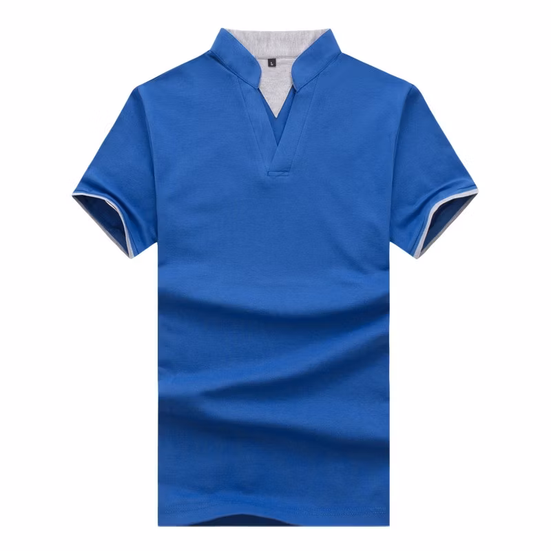 Factory Wholesale Custom Men′s Solid Color Polo Shirt Collar Cuff Color Matching Polo Support Custom Logo