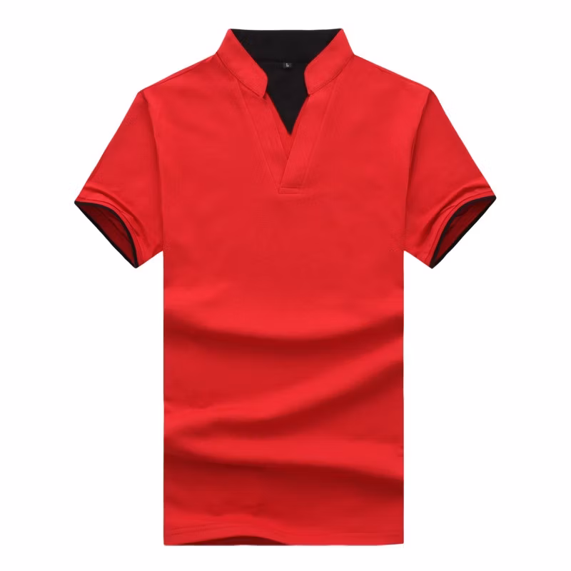 Factory Wholesale Custom Men′s Solid Color Polo Shirt Collar Cuff Color Matching Polo Support Custom Logo