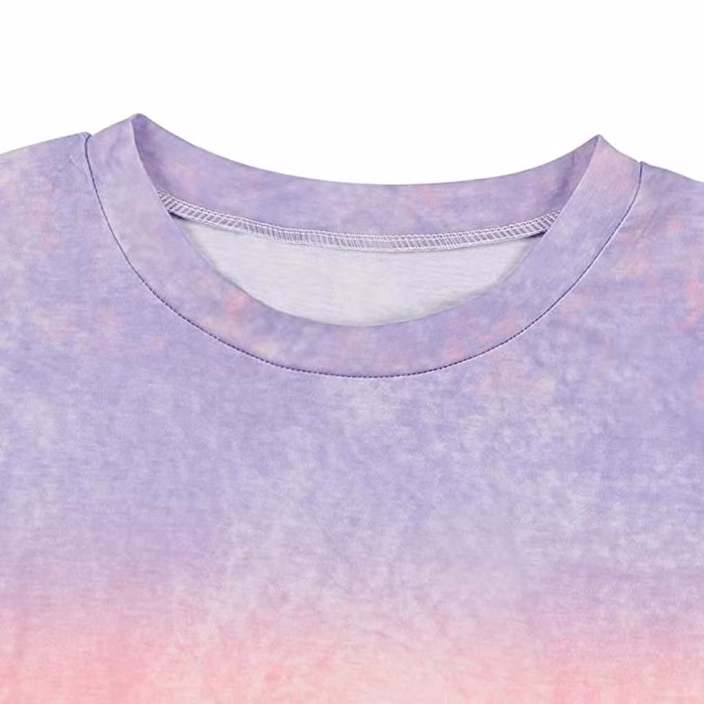 Custom Logo Loose Casual Women Gradient Color Tie-Dye Print Short Sleeve T-Shirt
