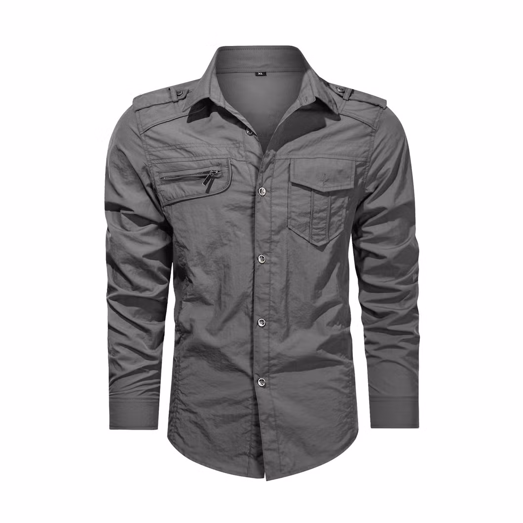 Asiapo China Factory Men′s Active Durable Classic Regular Style Outdoor Long Sleeves Shirt