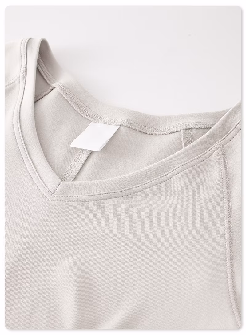 260GSM Plain White Funny Ladies Full Long Sleeve V Neck T Shirts for Women Slim Wholesale