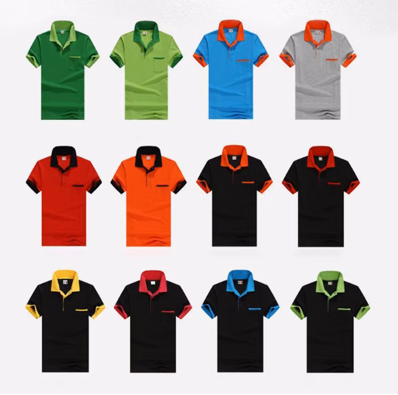 Custom Logo Print Embroidery Black Restaurant Uniform Polo Shirts Design with Combination