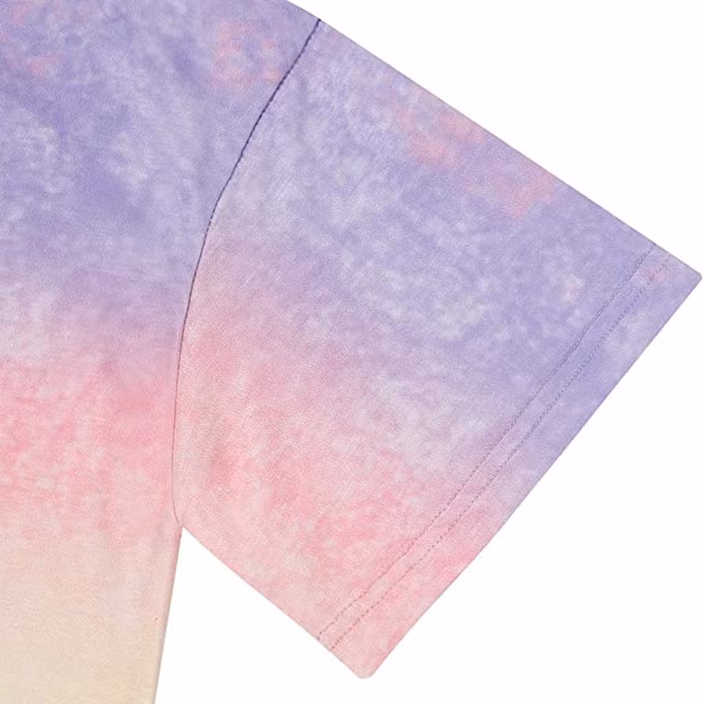 Custom Logo Loose Casual Women Gradient Color Tie-Dye Print Short Sleeve T-Shirt