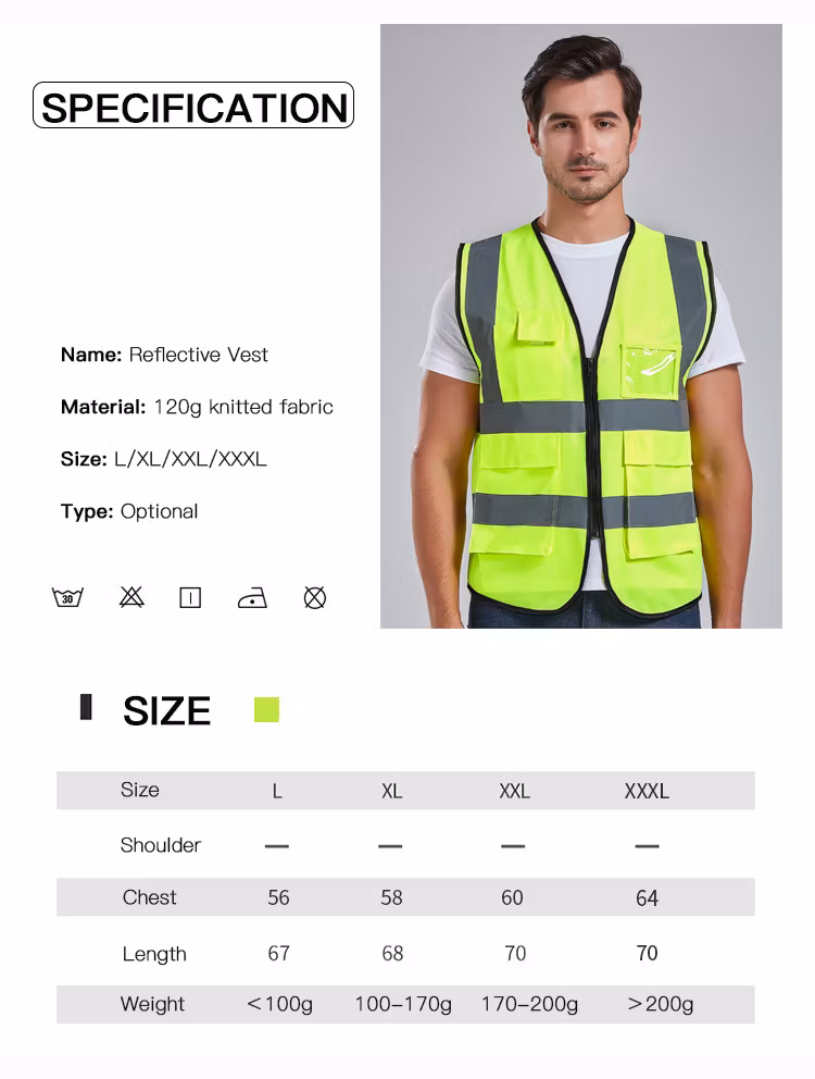 100% Polyester Mesh Custom Logo Reflective Safety Orange Vest