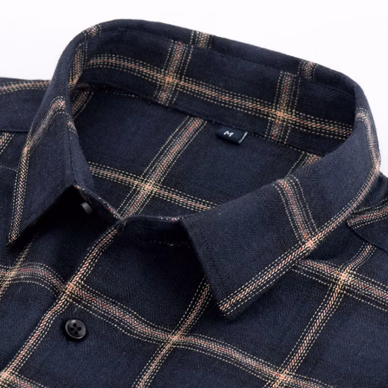 Men′s Long Sleeve Custom Plaid Flannel 100% Cotton Red and Black Fashion Shirts