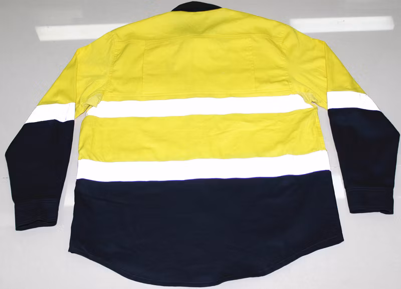 Custom Wholesale 100% Cotton High Visibility Reflective Men Long Sleeve Work Wear Uniform Safety Work Shirts