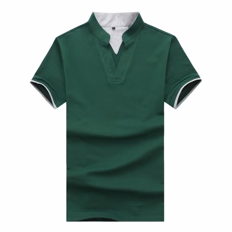 Factory Wholesale Custom Men′s Solid Color Polo Shirt Collar Cuff Color Matching Polo Support Custom Logo
