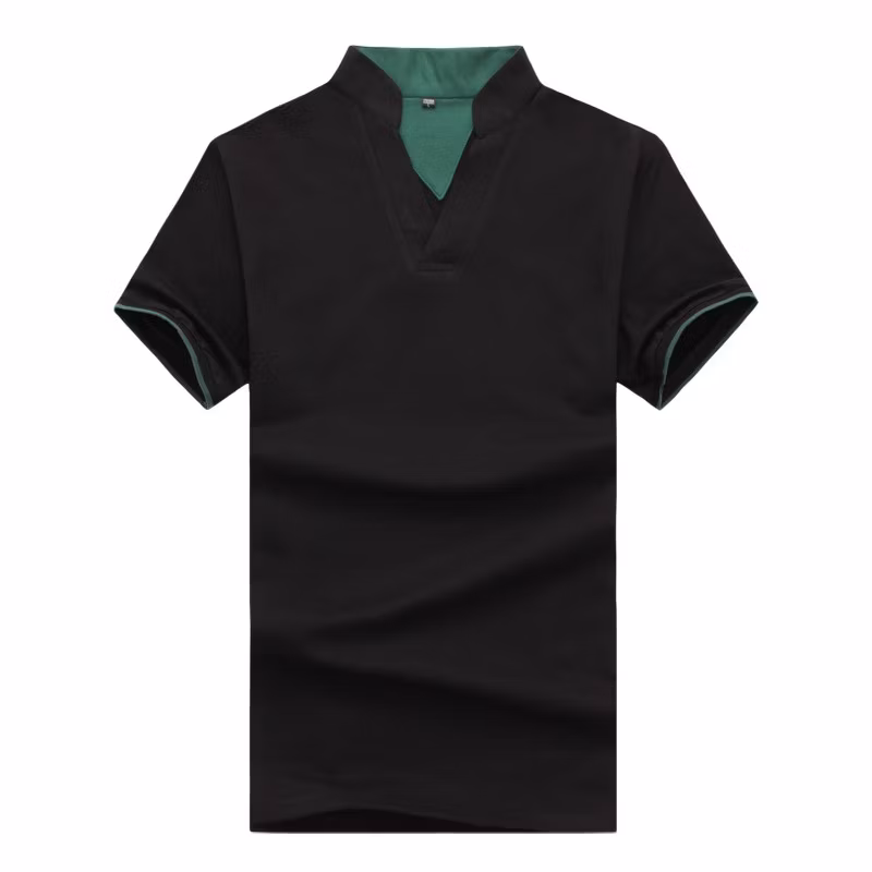 Factory Wholesale Custom Men′s Solid Color Polo Shirt Collar Cuff Color Matching Polo Support Custom Logo
