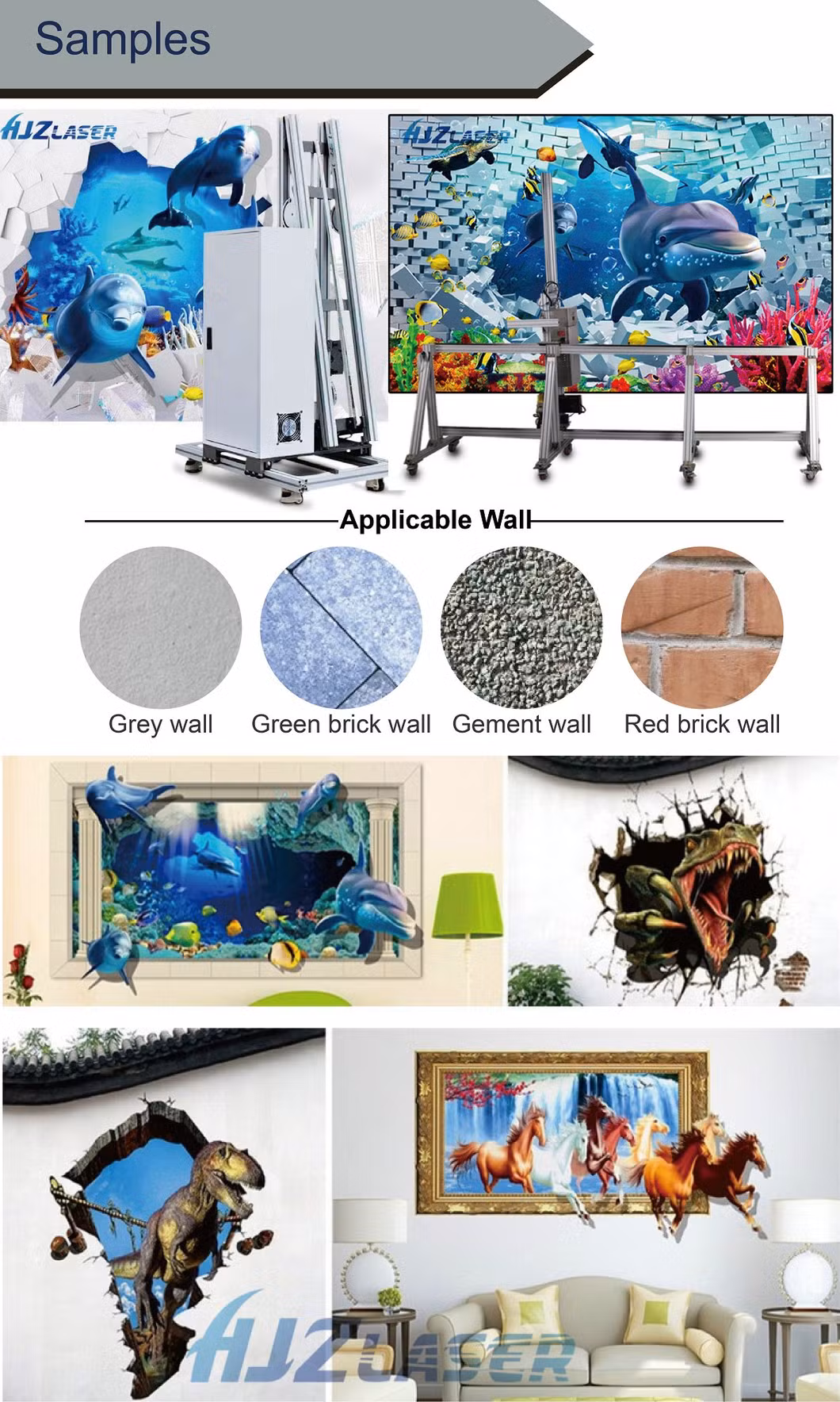 3D UV Ink Vertical Wall Painting Printer for Metal Glass Wall